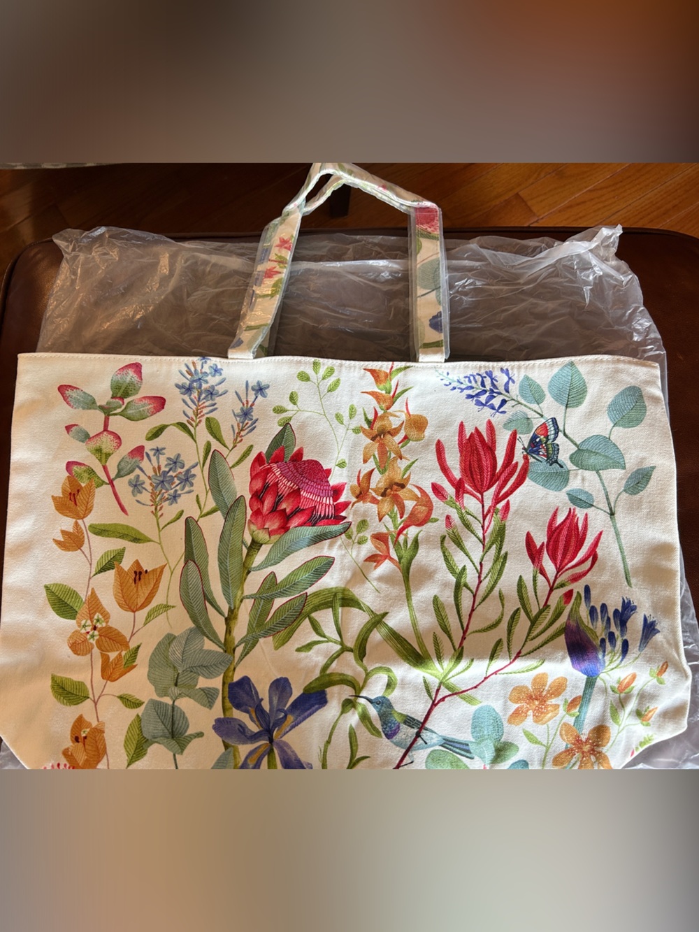 Floral Canvas Tote with Pastel Botanical Straps